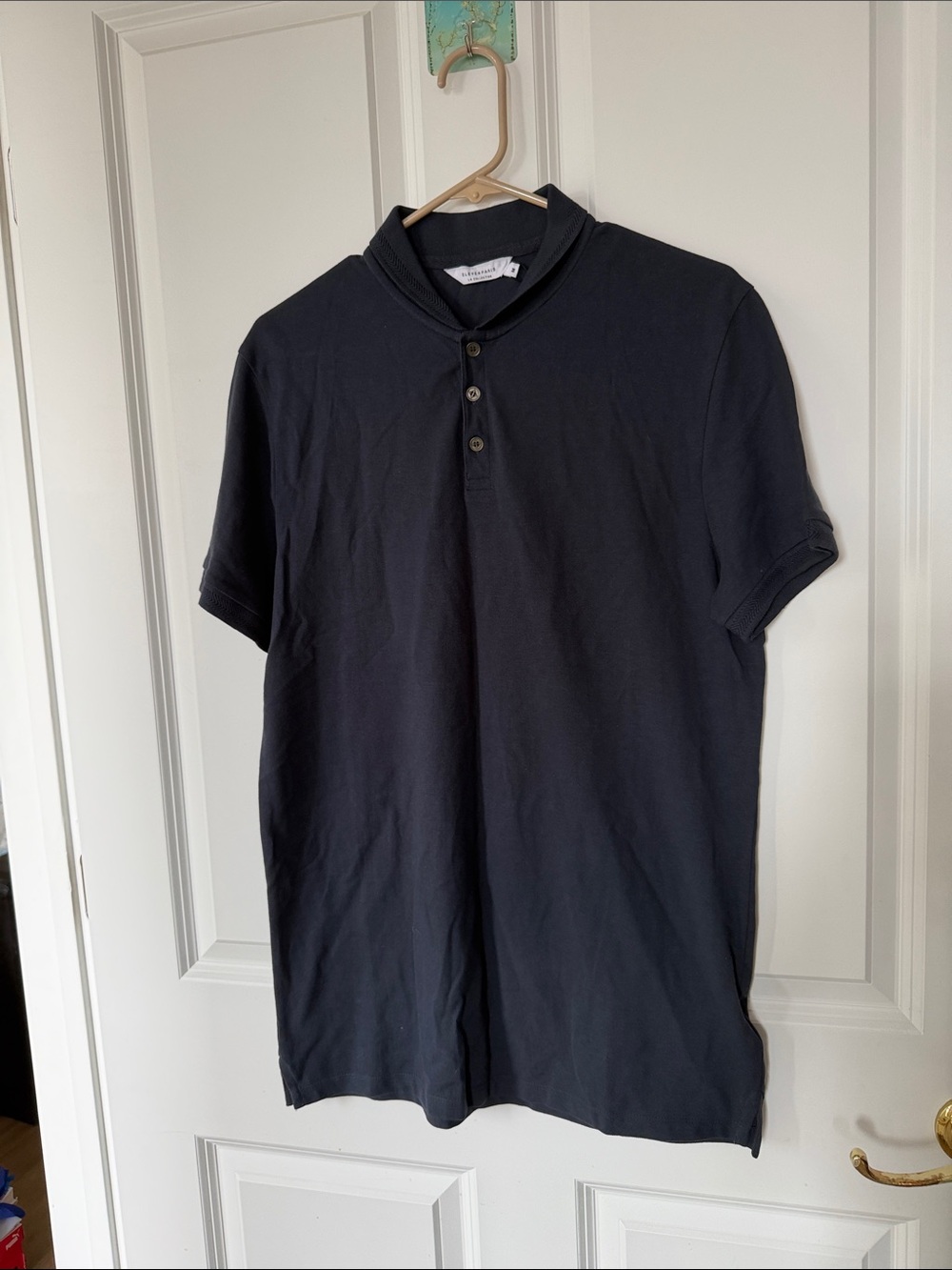 Eleven Paris Men's Navy Short-Sleeve Henley Polo New M